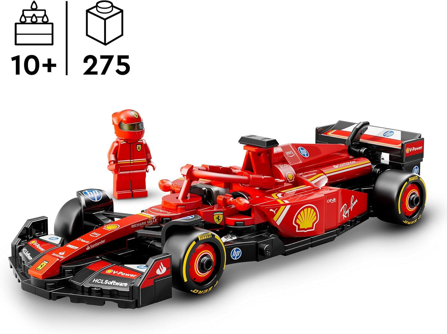 Speed Champions Ferrari SF-24 F1 Race Car Toy with a Collectible Formula 1 Driver Minifigure - Model Kits for 10+ Year Old Boys & Girls or Adult Motorsport Fans 77242