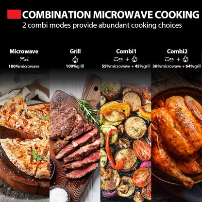 Toshiba Black Microwave 20 Liter Digital 800W Microwave Oven with 1000W Grill, Combination Compact with 5 Power Levels, 8 Auto Menus, Grill, Combi, Digital Clock, Mirror Door Finish, MW3-AG20PF(MB)