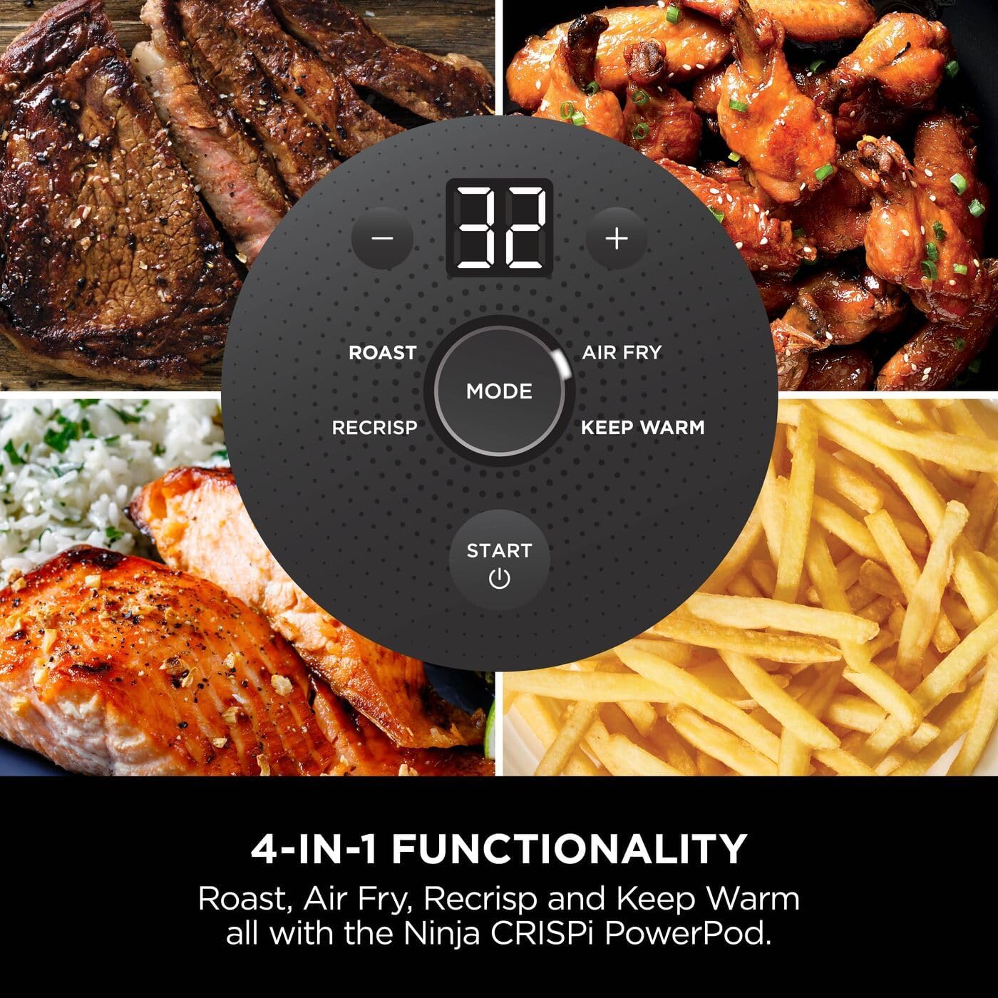 Ninja  Portable Air Fryer, 3.8L, 4-In-1: Air Fry, Roast, Keep Warm, Recrisp, Space Saving Compact Design, 2X Removable Glass Containers & Lids, 1700W, Cyber Space Blue FN101UKGY