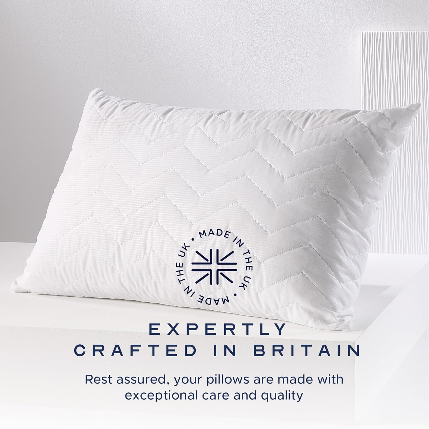 Rebound Quilted Pillows 4 Pack - Hotel Quality Firm Support Luxury Pillows for Back & Side Sleepers | Bounce-Back Comfort, Uk-Made, Non-Allergenic (48 X 74Cm)