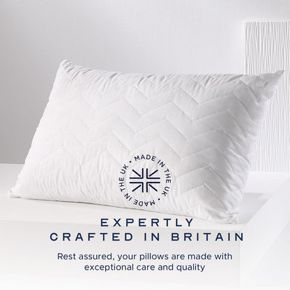 Rebound Quilted Pillows 4 Pack - Hotel Quality Firm Support Luxury Pillows for Back & Side Sleepers | Bounce-Back Comfort, Uk-Made, Non-Allergenic (48 X 74Cm)