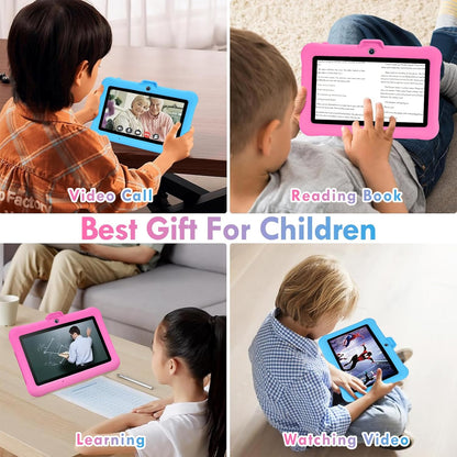 7 Inch Android Kids Tablet, 8 (3+5) GB RAM, 64GB ROM (TF 128GB), GMS Certified, Pre-Installed Apps, Educative, Parental Control, Wifi