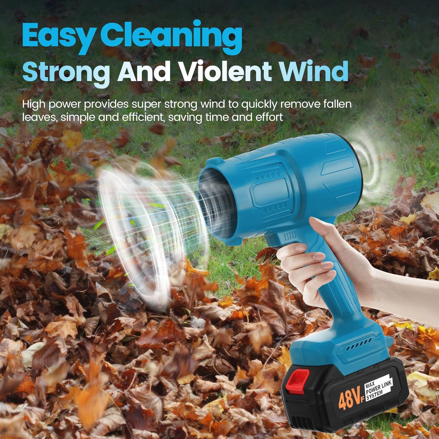 Cordless Leaf Blower Small Portable Leaf Blower 38000RPM High-Power Blower with 21V Battery & 1 Fast Charge, Handheld Electric Blowing for Home Cleaning Leaf Blowing, Car, Garden, Corner Dust Cleaning