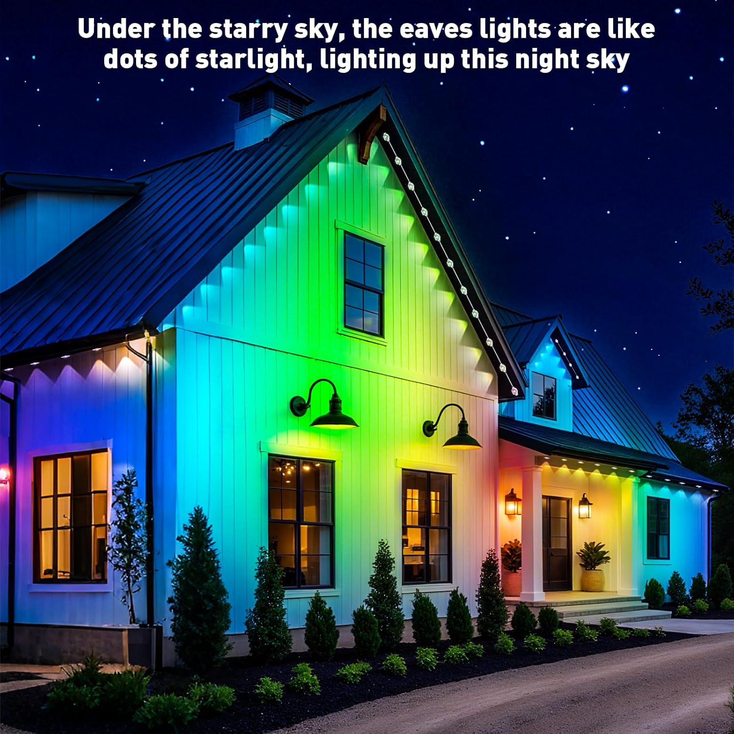 15M Permanent Outdoor Lights, RGB Waterproof Eaves Lights, Party Daily RGB Roof Edge Lighting with App Control and Remote Control IP 68 Outdoor Fairy Lights for Christmas Lighting