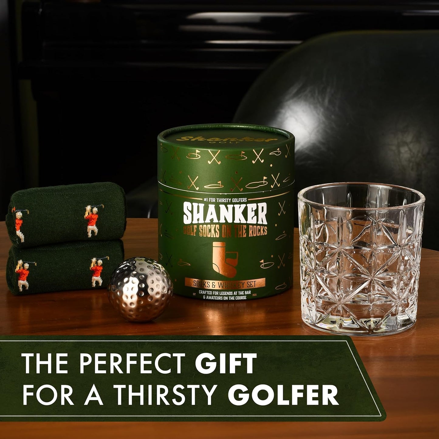 - Golf Socks on the Rocks - Socks, Whiskey Glass & Golf Ball Ice Stone Set - Golf Gift Set for Men - Size 8-13
