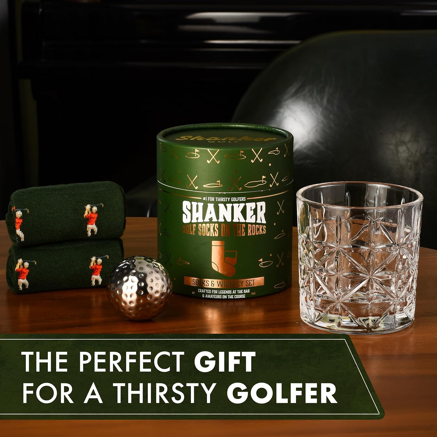 - Golf Socks on the Rocks - Socks, Whiskey Glass & Golf Ball Ice Stone Set - Golf Gift Set for Men - Size 8-13