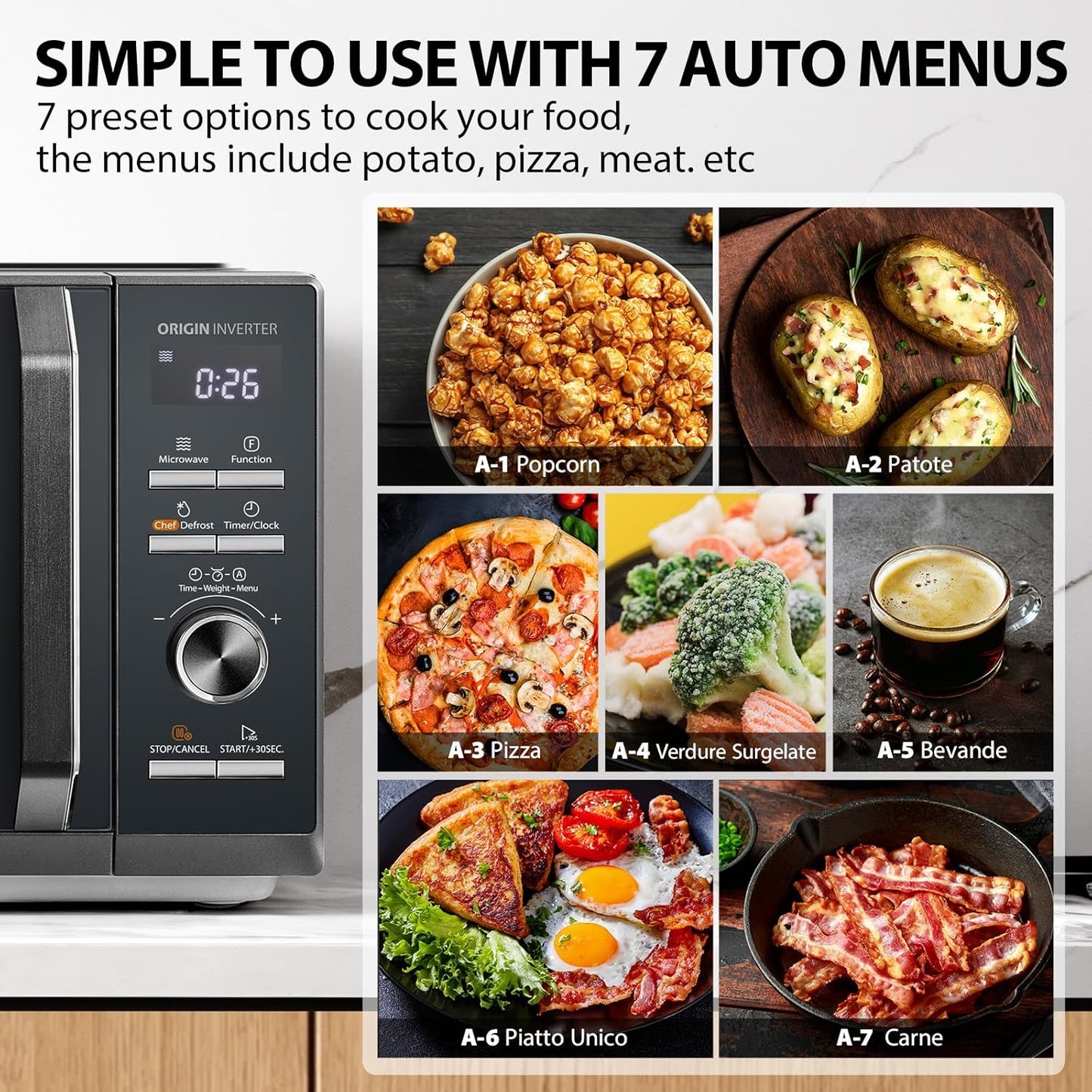 Toshiba Solo 900W Microwave Oven in a Stunning Sleek Morandi Grey Colour. with Origin Inverter, Chef Defrost, 10 Power Levels, 7 Auto Menus, Easy Clean, MW3-AM25PFI(MG)