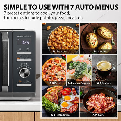 Toshiba Solo 900W Microwave Oven in a Stunning Sleek Morandi Grey Colour. with Origin Inverter, Chef Defrost, 10 Power Levels, 7 Auto Menus, Easy Clean, MW3-AM25PFI(MG)