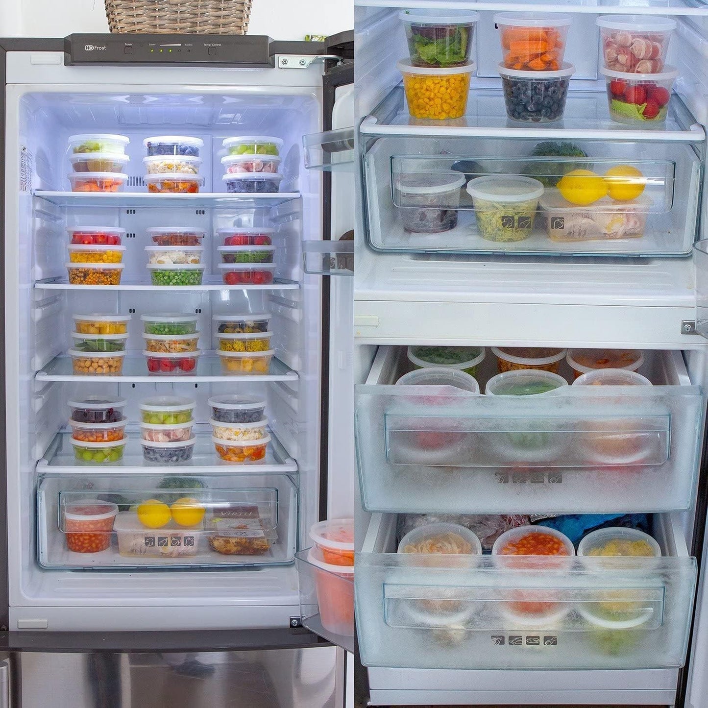 AVLASH®  25 Pack- 250Ml / 8Oz round Stackable Plastic Food Container Set with Lids - Reusable, Leakproof, Dishwasher & Microwave Safe, BPA Free Containers (25)