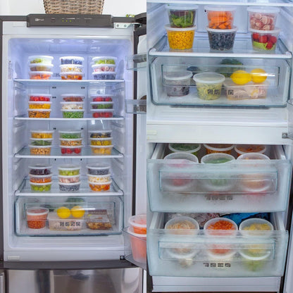 AVLASH®  25 Pack- 250Ml / 8Oz round Stackable Plastic Food Container Set with Lids - Reusable, Leakproof, Dishwasher & Microwave Safe, BPA Free Containers (25)