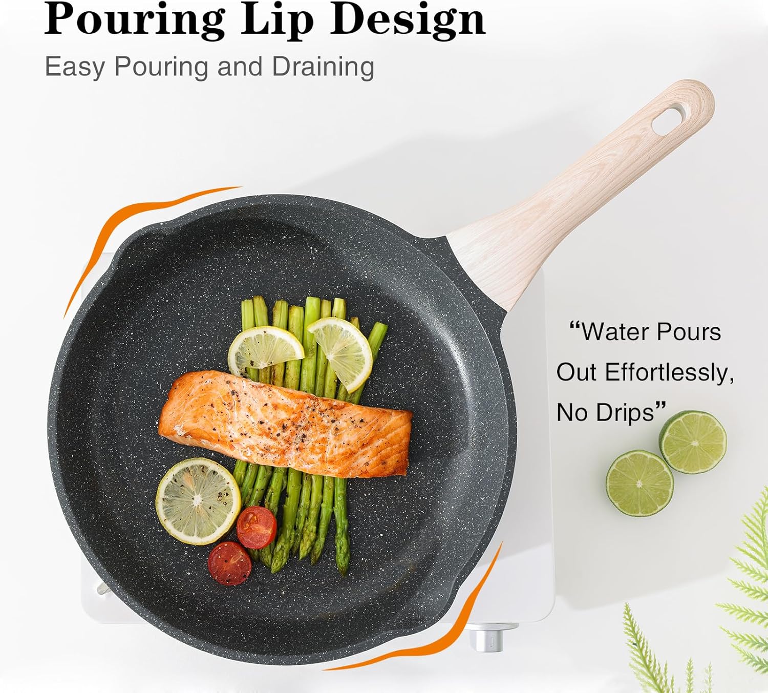 Kordisen Stick Frying Pans Skillet, 28 Cm Granite Frying Pans Nonstick for Cooking, Healthy Induction Cookware, Heat Resistant Handle, PFOA Free