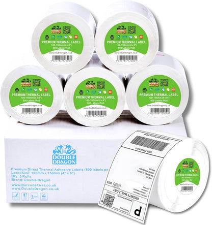 100 X 150 Mm (4" X 6") Premium Coated Self-Adhesive Direct Thermal Label for Zebra, MUNBYN Printers [1 Roll - 500 Label]