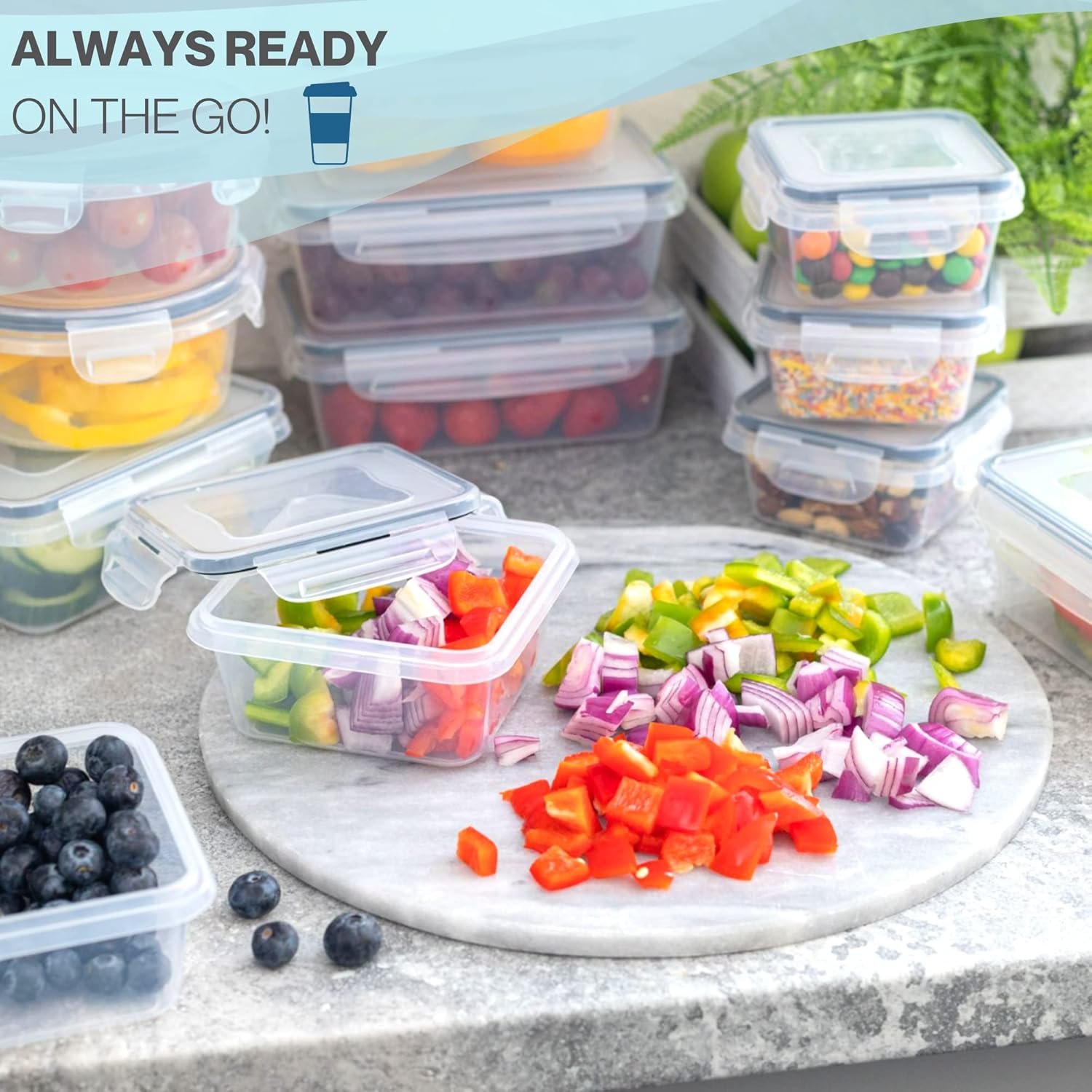 nuovva  Airtight Food Storage Containers Set – Plastic Food Containers with Lid – Leak Proof Pantry & Kitchen Containers – Meal Prep Sets with Lids – 24Pcs (12 Containers + 12 Lids)
