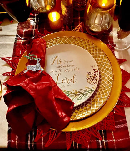 Gold Christmas Napkin Rings Set of 12,XMAS Napkin Rings Holder Christmas Napkin Buckle for Holiday Thanksgiving Party Dinner Table Decoration