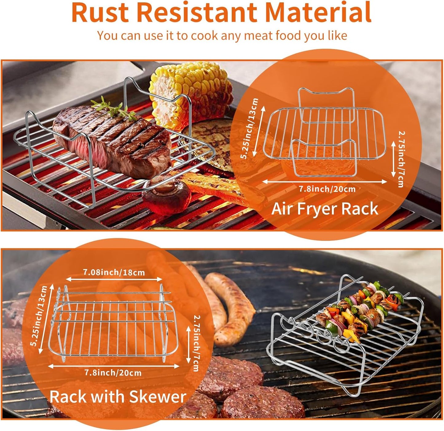 Air Fryer Accessories, Set of 7 Ninja Air Fryer Accessories for Ninja AF451UK AF300UK AF400UK Tower T17088 Including Silicone Liner for 7.6-9.5L Air Fryer& Dual Racks & Silicone Gloves Etc(Grey)