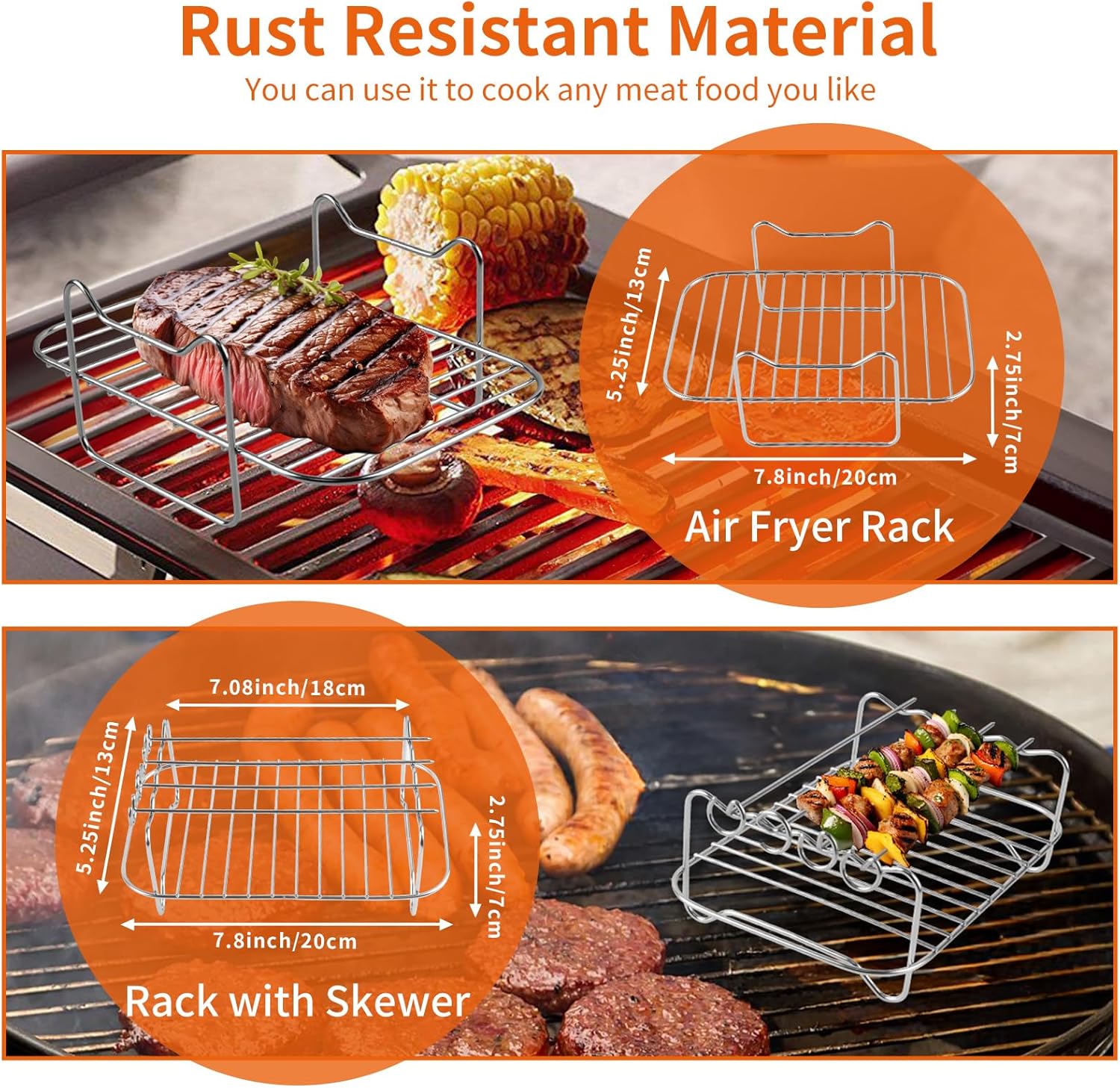 Air Fryer Accessories, Set of 7 Ninja Air Fryer Accessories for Ninja AF451UK AF300UK AF400UK Tower T17088 Including Silicone Liner for 7.6-9.5L Air Fryer& Dual Racks & Silicone Gloves Etc(Grey)