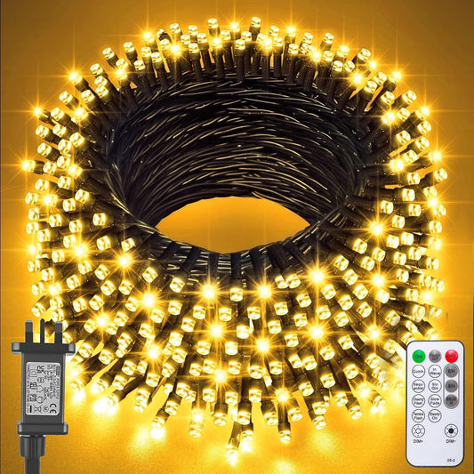 Fairy Lights Plug In,20M 200 LED Outdoor Fairy Light Mains Powered, Waterproof Warm White String Light with Remote/8 Modes/Timer, Christmas Lights for outside Indoor Garden Bedroom Decorations