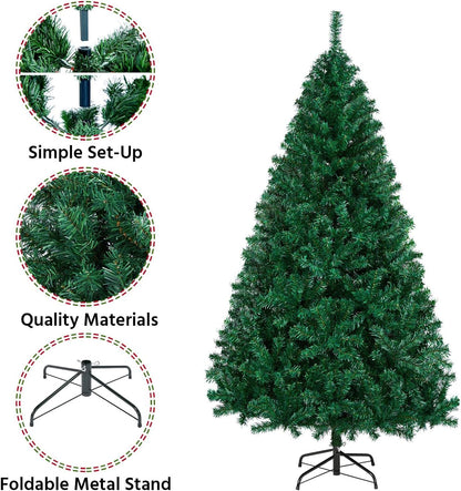 6Ft Hinged Spruce Christmas Tree Holiday Decoration Artificial Unlit Xmas Tree with 1000 PVC Flexible Tips
