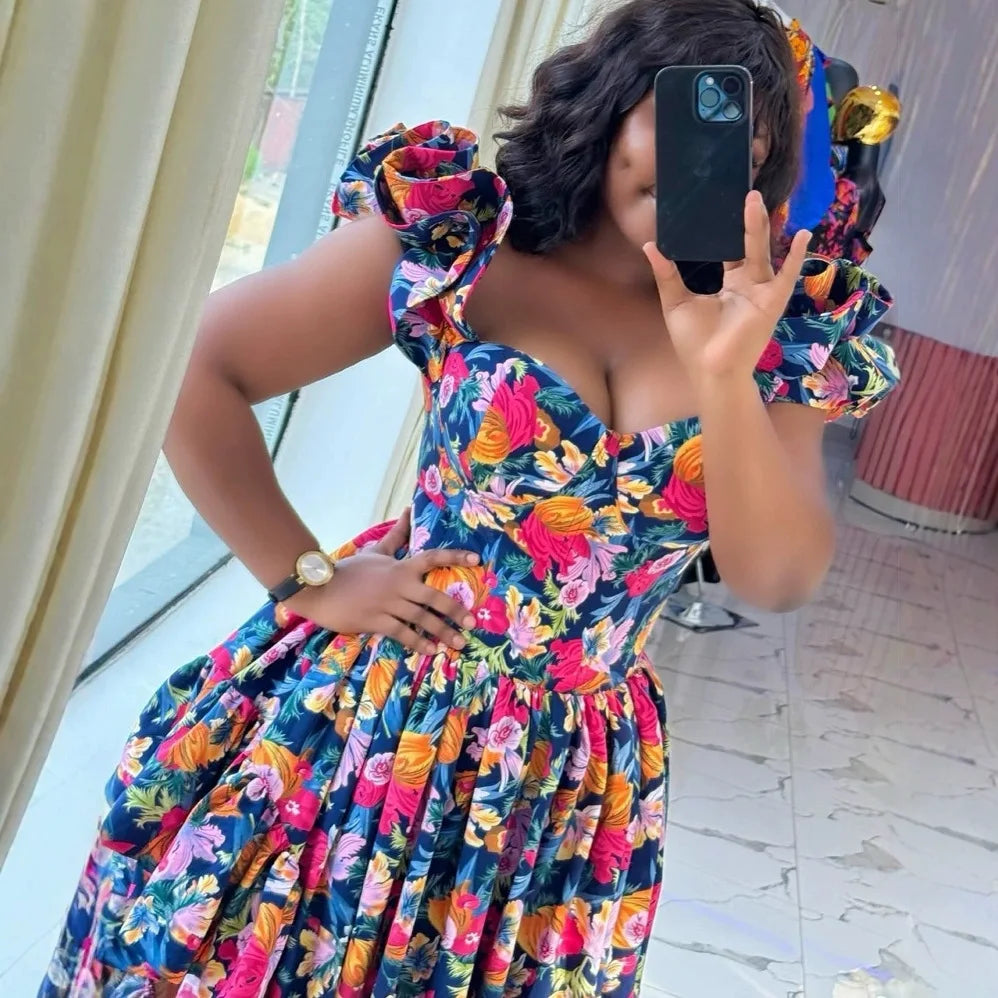 African Dresses for Women Summer Spring Africa Clothing Sleeveless Ruched Dress Sexy V-Neck Slim Dress Office Lady Party