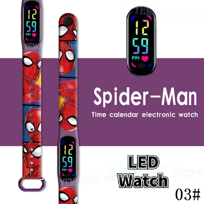 Disney Spider Man Children'S Cartoon Anime Character Luminous Bracelet Watch LED Touch Waterproof Clock Sports Gifts Christmas H