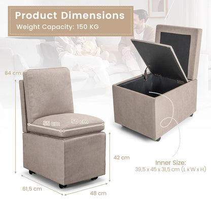 Stylish Grey Armless Accent Chair with Hidden Storage and Comfortable Cushions