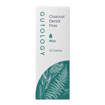 Gutology Charcoal Bamboo Dental Floss 30m Plant Based Mint Oil