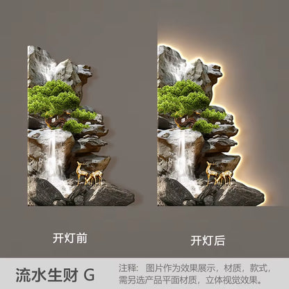 Welcome Guests to the Living Room Decoration Painting, Pine Sofa Background, Wall Mounted Painting, Deer Corner Lamp Mural