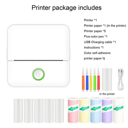 Compact Inkless Sticker Printer - Portable Thermal Printer for Photos, Journals, and Memos