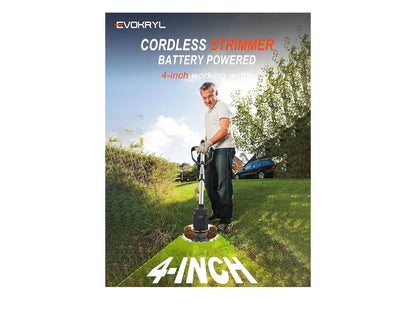 21V Cordless Grass Strimmer 750W Garden Trimmer with 2 × 4.0Ah Batteries