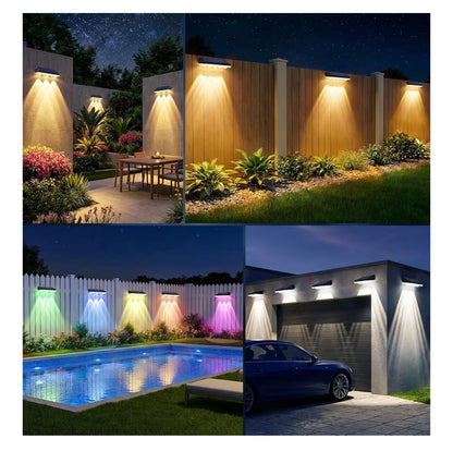 Solar Fence Lights Outdoor 6 Pack RGB Warm White Cool White IP65 Waterproof