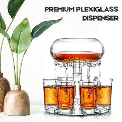 Adjustable Shot Glass Dispenser and Holder Made of Food Grade Plexiglass Shot Dispenser with 6 Drinking Glasses for Parties
