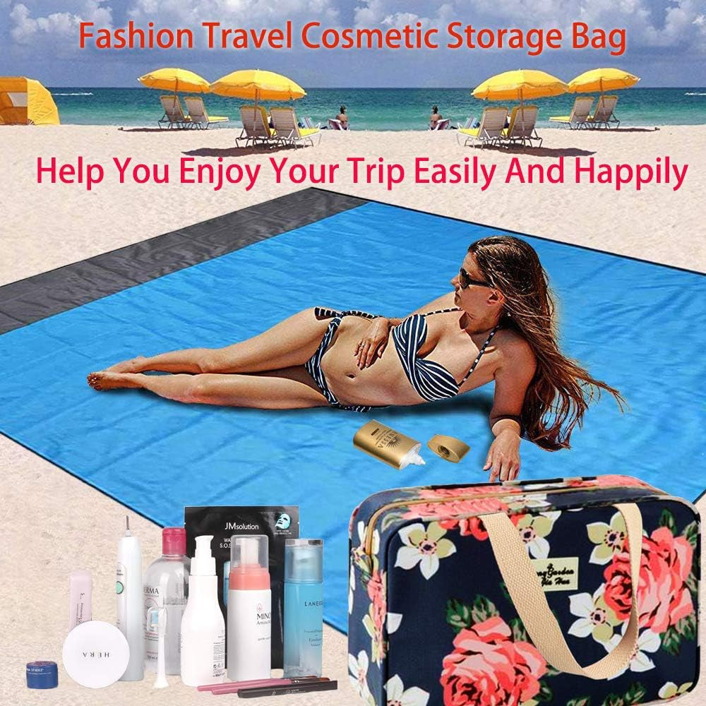 Toiletry Bag for Women Portable Cosmetic Bag Large Toiletries Organizer Storage Bag Navy Rose Toiletry Kit Leakproof Travel Make up Bag for Girls Floral Cosmetic Case (Navy Rose)