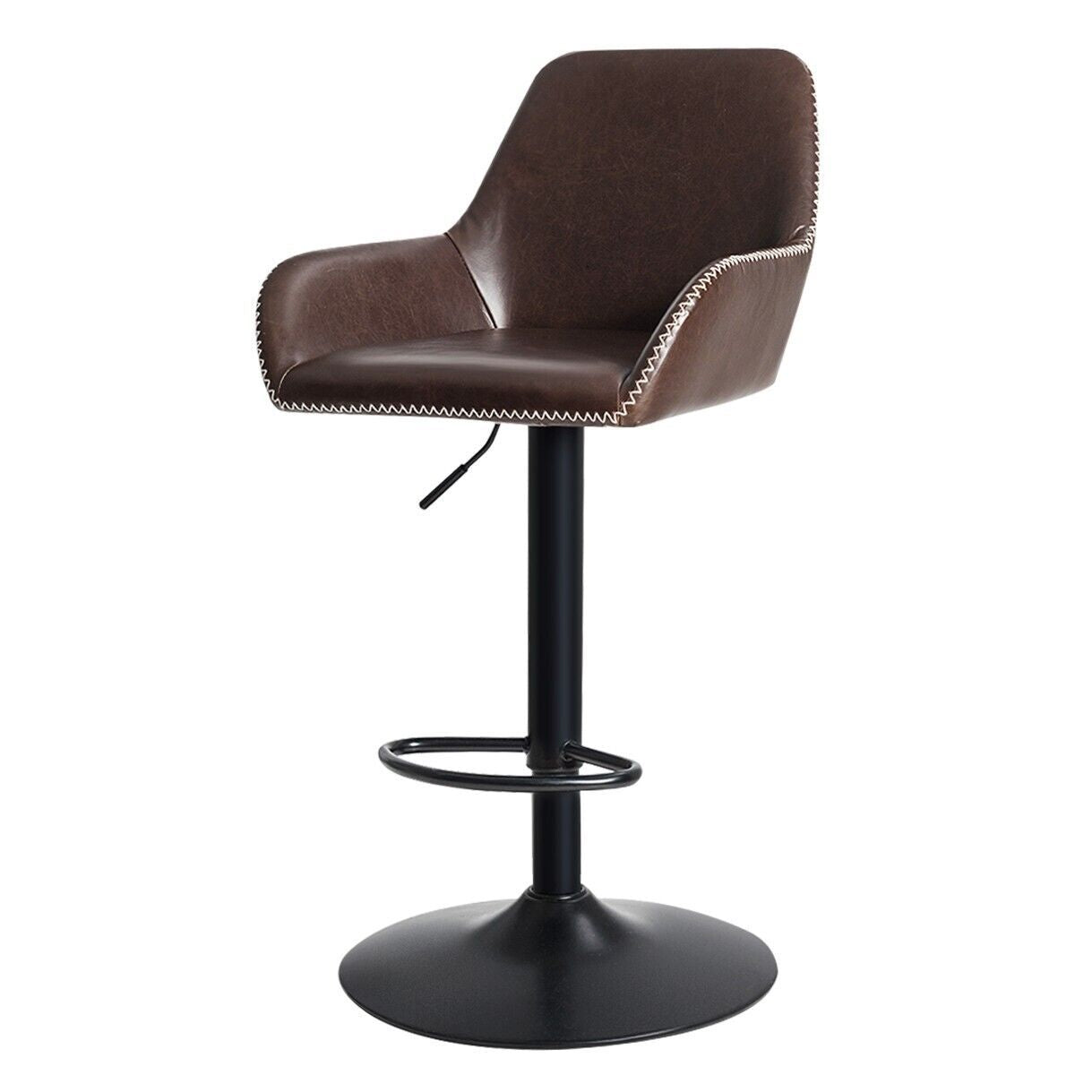 Elevate Your Space with the Premium PU Leather 360° Swivel Bar Stool Featuring Adjustable Height and Armrests