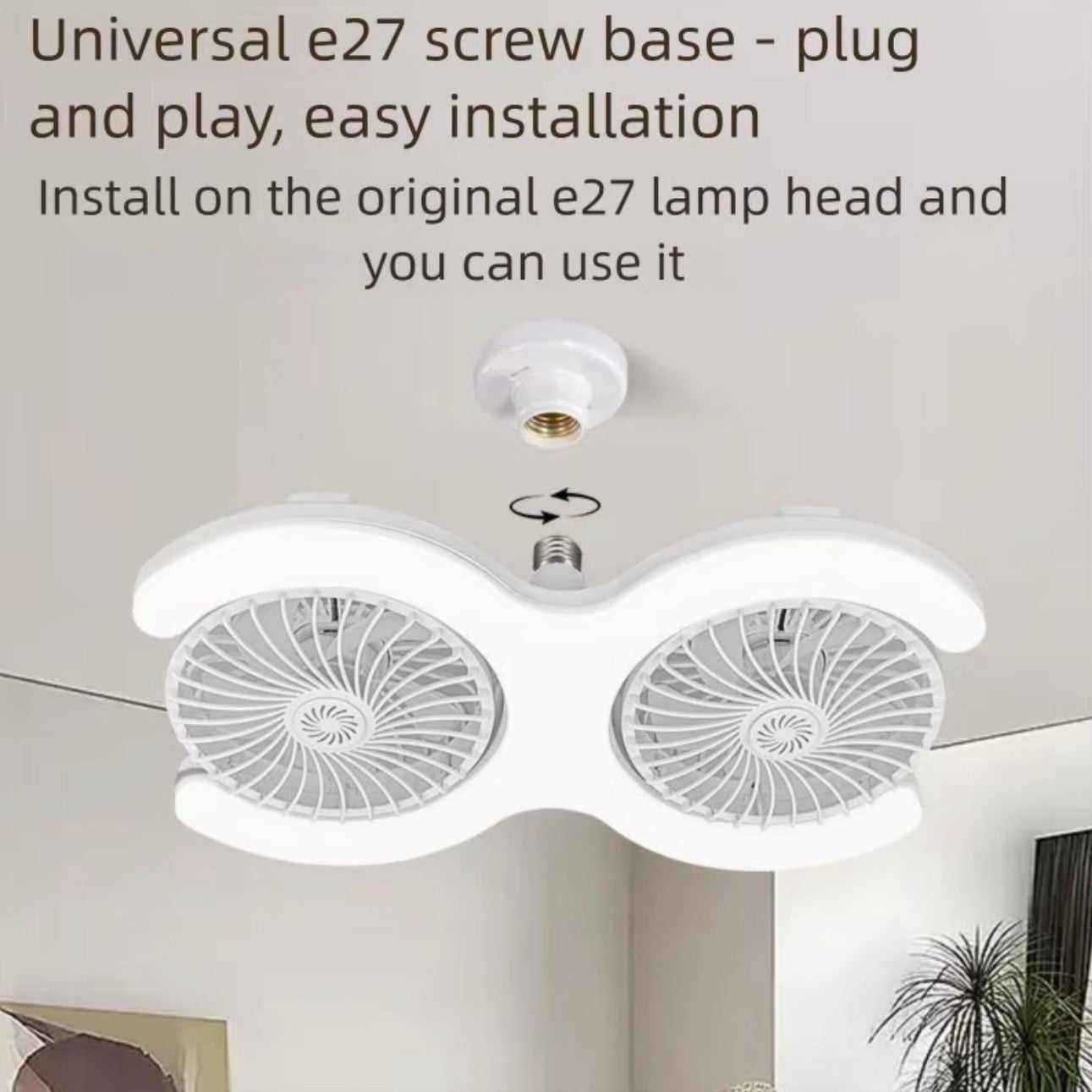E27 E26 Screw Base LED Ceiling Fan Light with Remote