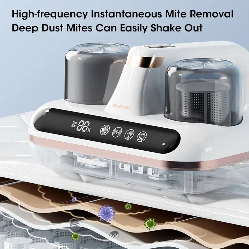 New Mattress Vacuum Mite Remover Cordless Handheld Cleaner Powerful Suction for Cleaning Bed Pillows Home Supplies