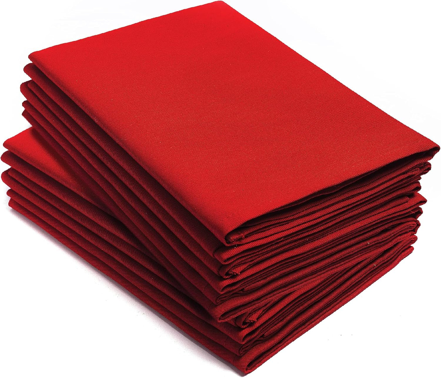 Cotton Cloth Napkins Set of 12-100% Cotton 46 X 46 Cm Reusable Christmas Red Dinner Napkins - Heavy Weight Hotel Quality Pure Cotton Fabric - Ideal for Xmas Dinner & Events (Red, Cotton)