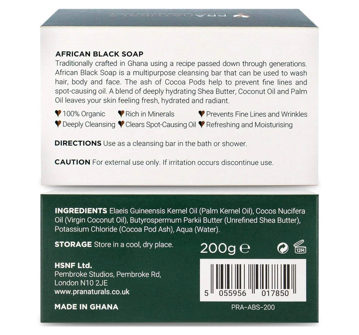 PraNaturals African Black Soap 200g | Organic Raw Ghana Soap