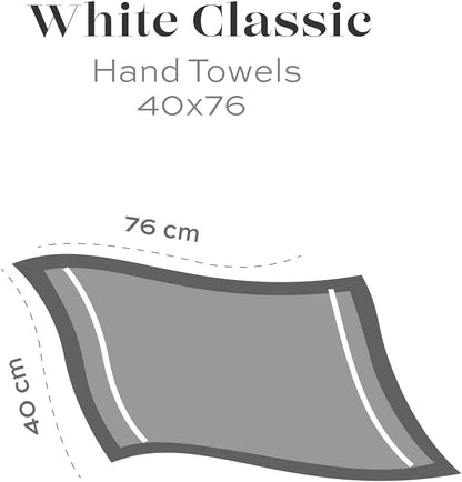 Luxury White Hand Towels, 100% Cotton Bathroom Hand Cloths Set of 6, Hotel Towels Extra 40X76 Cm, Quality Towels Bathroom Sets for Hands | White, 6 Pack