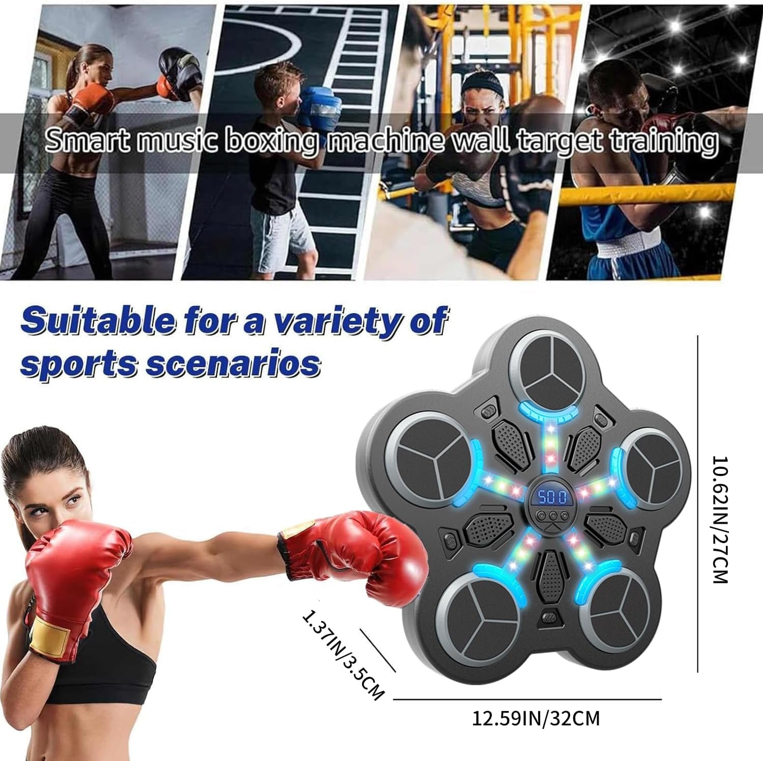 Music Boxing Machine,Boxing Machine Wall Mounted,Smart Music Boxing Machine with Boxings Gloves,Musical Boxings Equipment Punching Machines,Wall Target Training for Adult Kid Home Exercises
