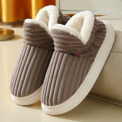 Cross-Border New Style Cotton Shoes with Heel for Women, Indoor Winter Velvet Thick-Soled Warm-Soled Foreign Trade Cotton Shoes for Men, Home Shoes with Heel