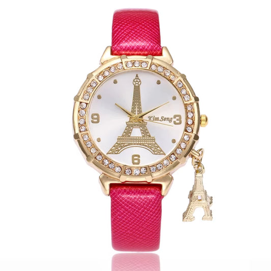 2020 Women's Fashion Quartz Watches with Faux Leather Strap - Paris Eiffel Tower Design, Ideal Gift for Her