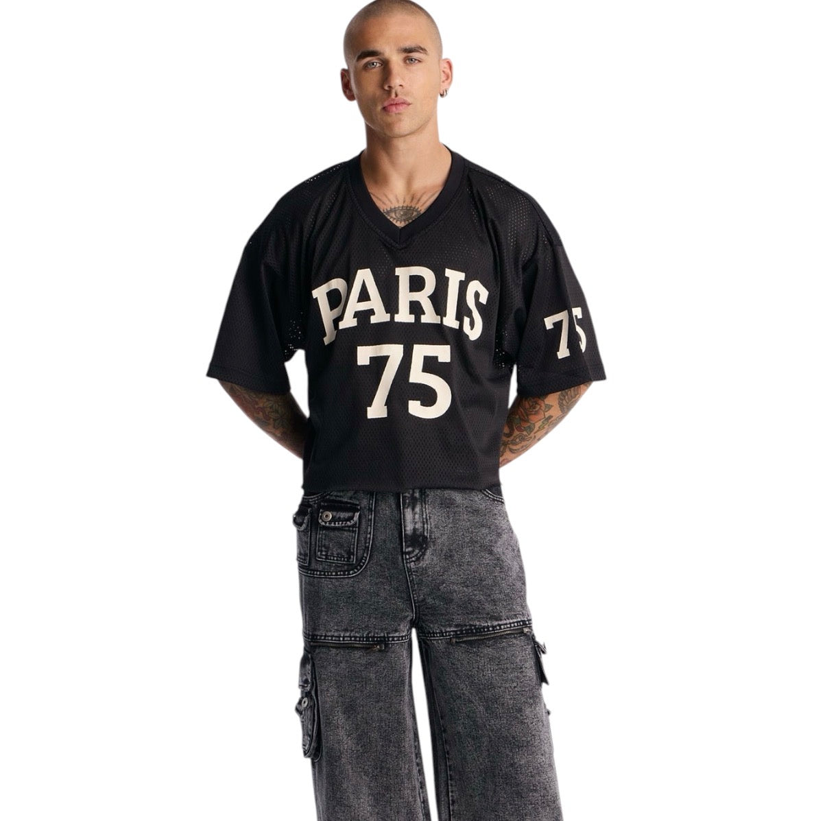 Zip-Off 2 Way Baggy Cargo Jeans Black Wash