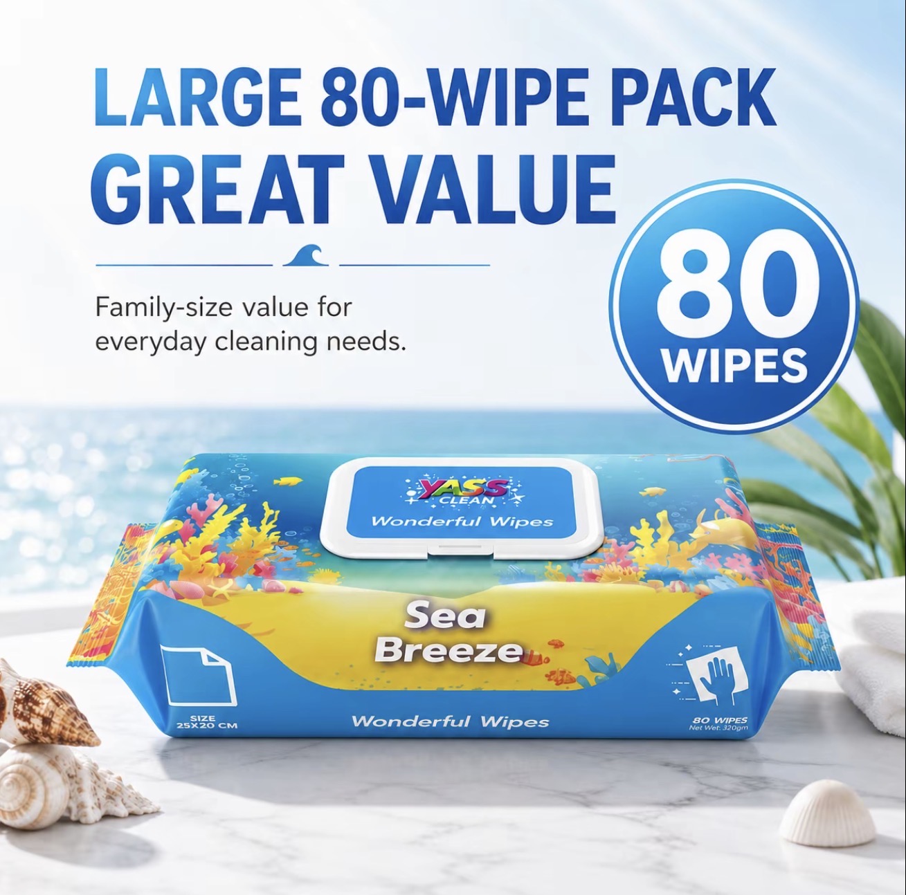 Yass Clean Multi-Purpose Cleaning Wipes 80 Pack