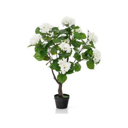 Artificial Hydrangea Tree Featuring 11 Exquisite White Blooms