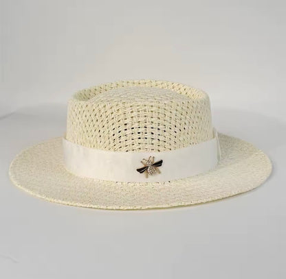 2026 Beach Straw Hat for Women Wide Brim UV Protection Boater Style Summer Hat