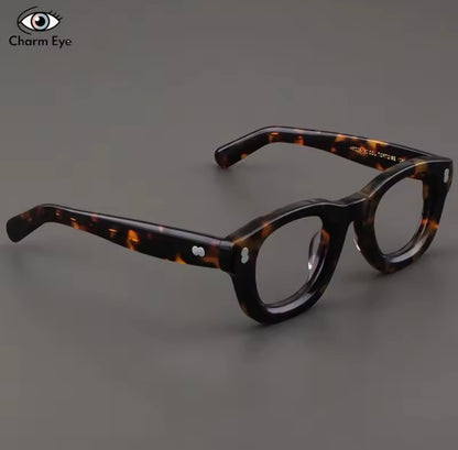 High Quality Tortoiseshell Eyeglass Frame Men Thick Acetate Square Retro Handmade Optical Prescription Glasses for Women Myopia