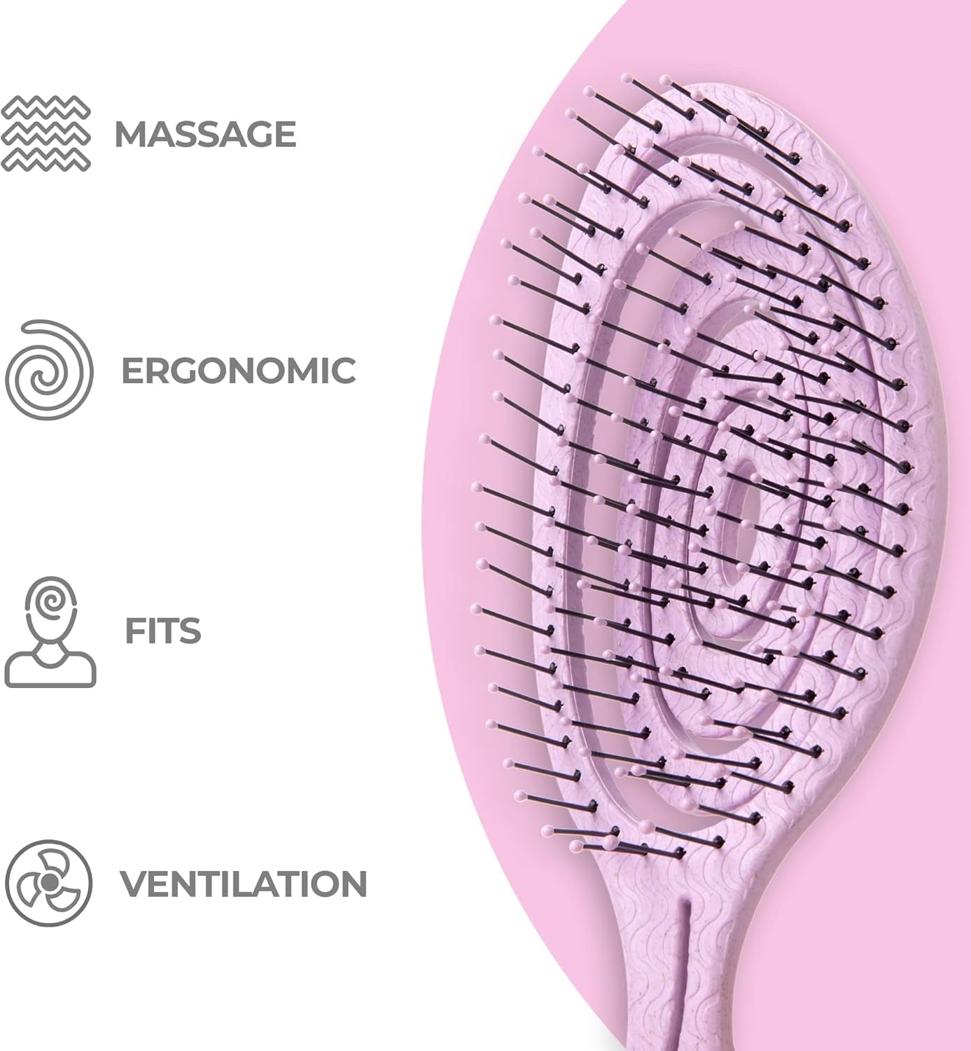 Detangling Hair Brush for Women, Men & Children - Does Not Pull on Hair - Recycled Hair Straightening Brushes for Straight, Curly & Wet Hair - Detangle Hair Brush - Unique Spiral Hairbrush