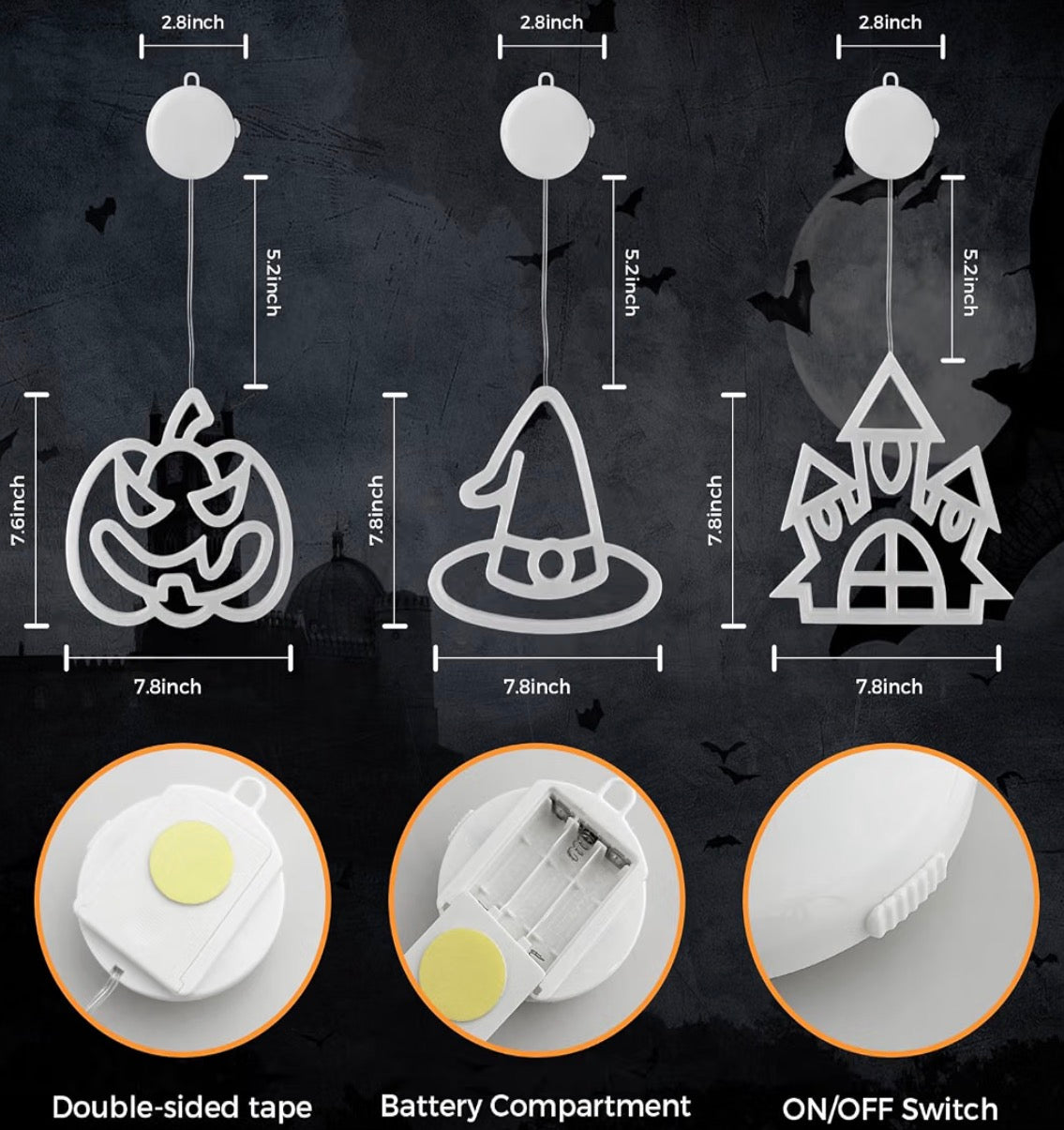 Jsdoin 3-Pack Halloween Window Lights | Minja Superstore