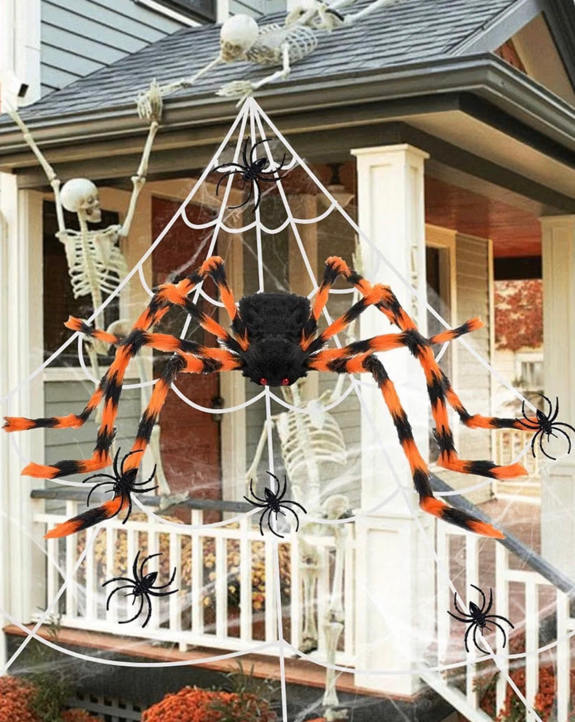Halloween Decorations Set | Orange Spider Balloons, Banners & Streamers