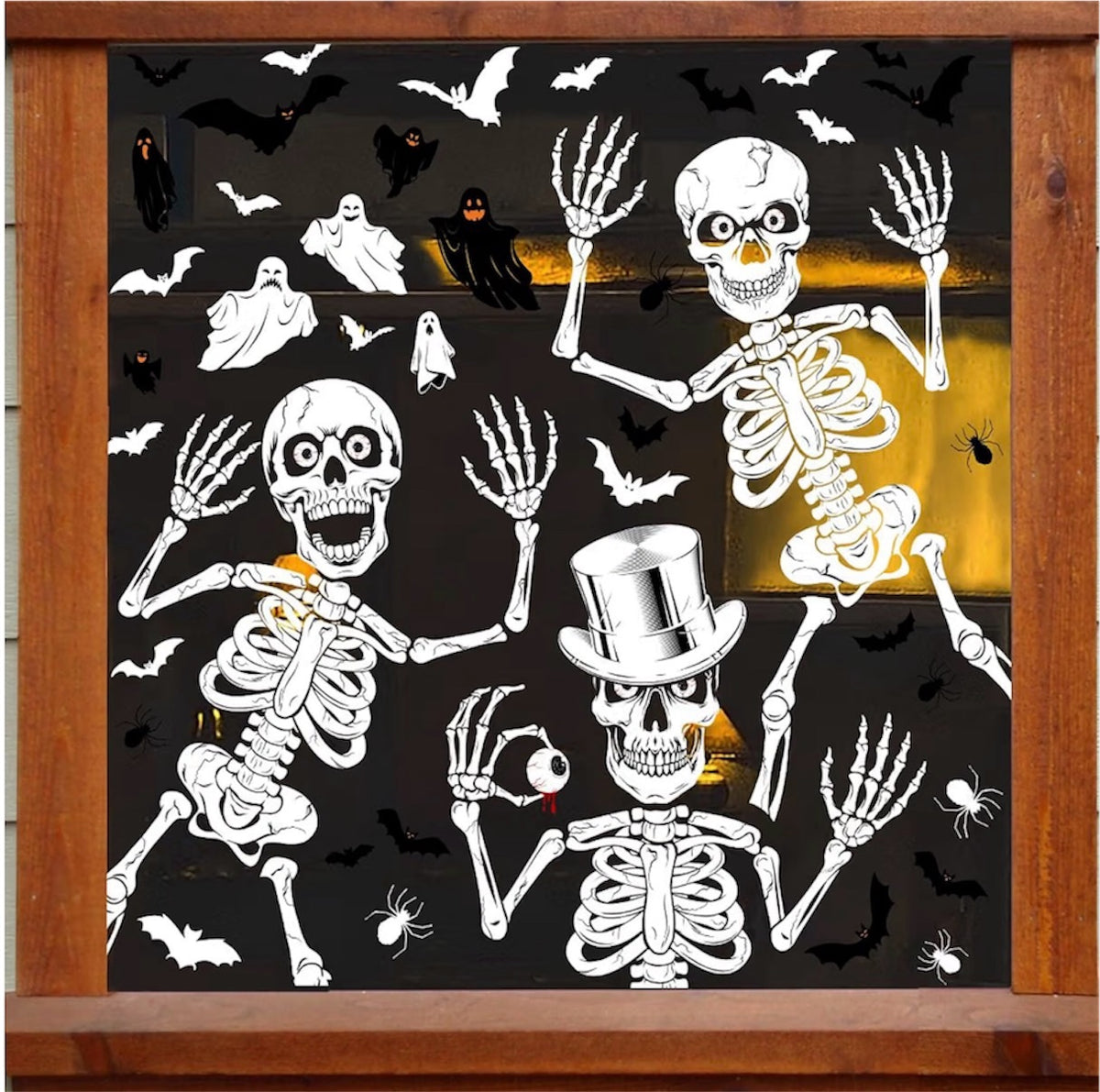 AMLOOPH Halloween Skeleton Window Stickers – 10 Reusable Sheets | Minja Superstore